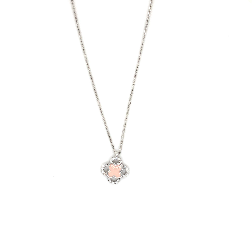 Double Clover Silver Necklace - 2 colours available