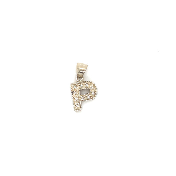 Silver Letter P Pave Pendant