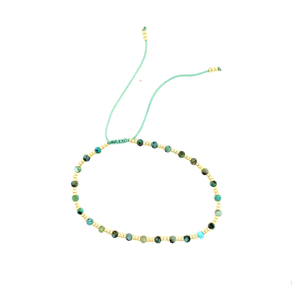 Adjustable Beaded Bracelet - Turquoise Gemstone