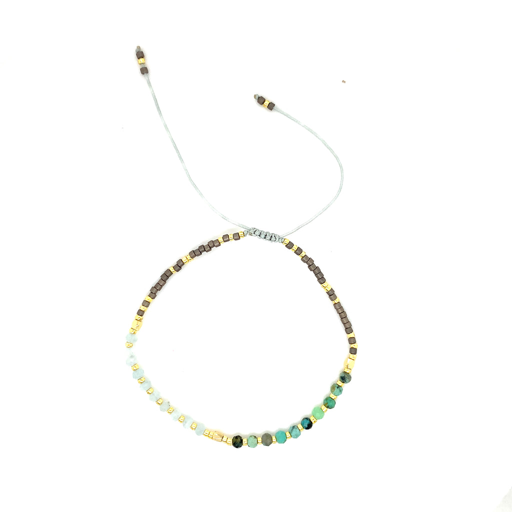 Adjustable Beaded Bracelet - Multi Mix Gemstone