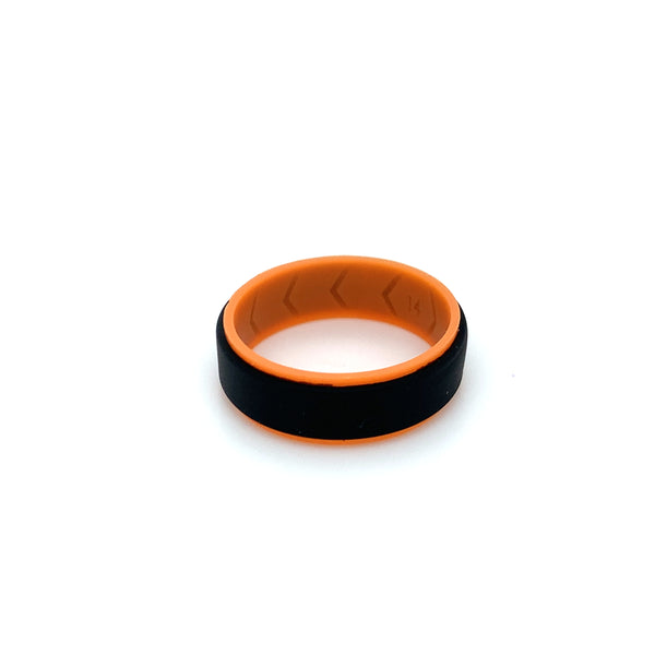 Silicone Ring - Black & Orange Double Coloured