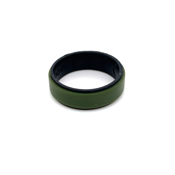 Silicone Ring - Black & Green Double Coloured