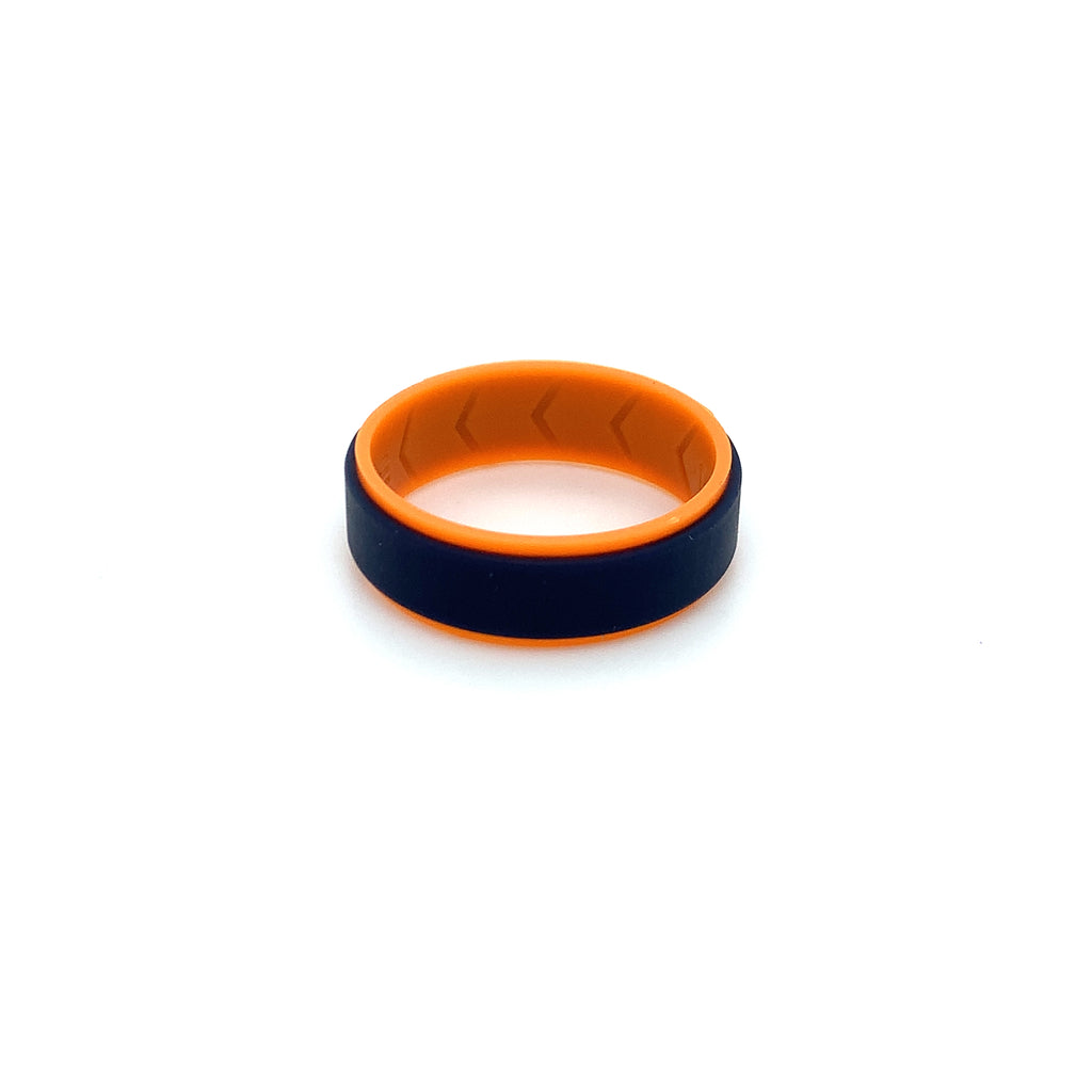 Silicone Ring - Navy & Orange Double Coloured