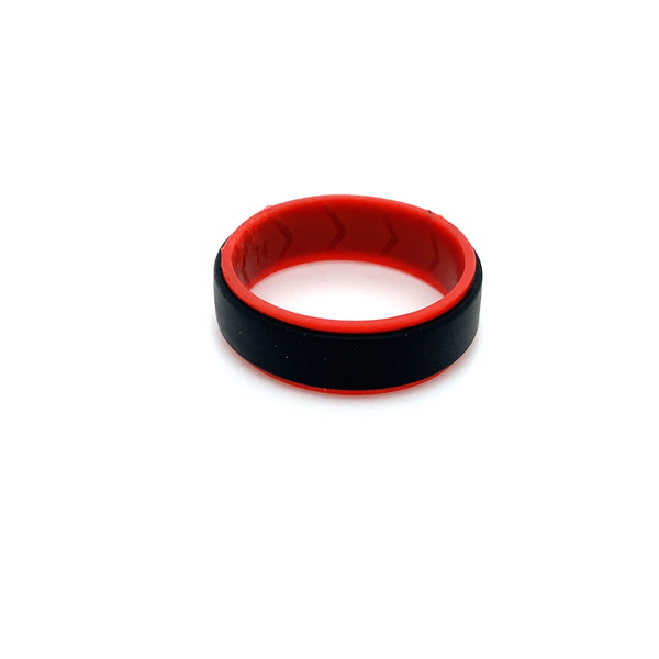 Silicone Ring - Black & Red Double Coloured