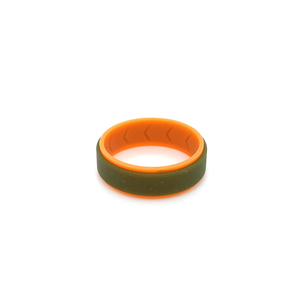 Silicone Ring - Green & Orange Double Coloured