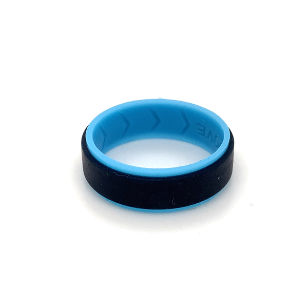 Silicone Ring - Black & Blue Double Coloured