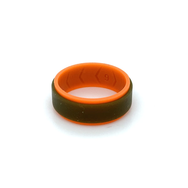 Silicone Ring - Orange & Green Double Coloured