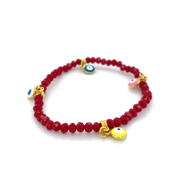 Mati Evil Eye - Burgundy Red Crystal Bracelets