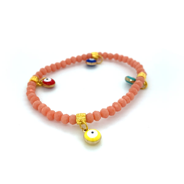 Mati Evil Eye - Coral Pink Crystal Bracelets