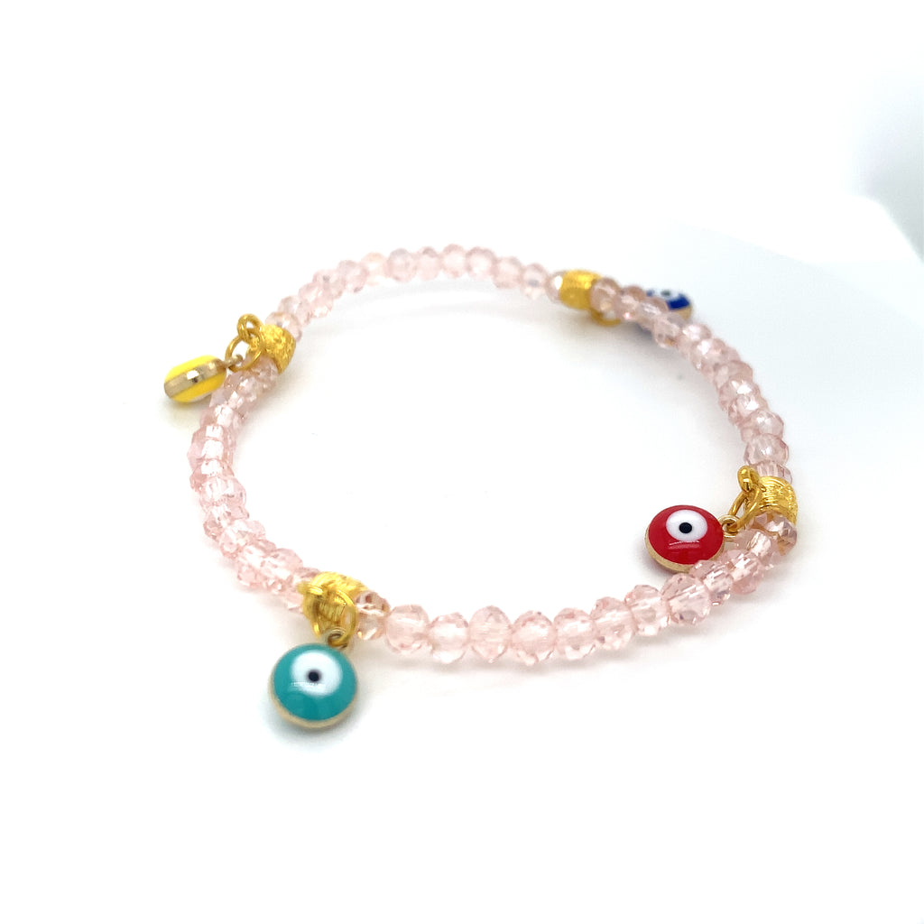 Mati Evil Eye - Clear Pink Crystal Bracelets
