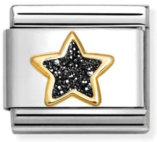 Glitter Black Star Gold Charm