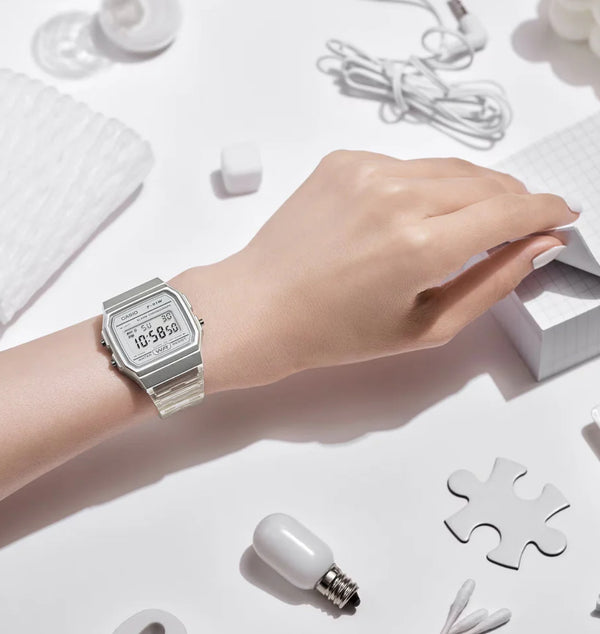 Casio Digital Square Face, Clear Transparent Band Watch