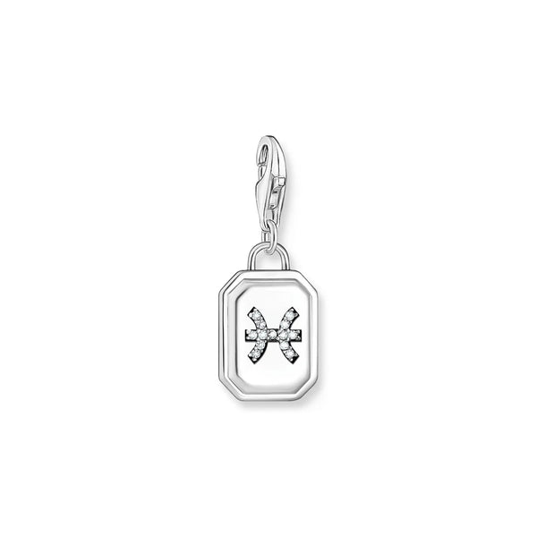 Zodiac Sign - Pisces with CZ Silver Charm