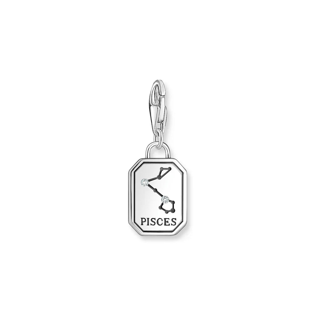 Zodiac Sign - Pisces with CZ Silver Charm