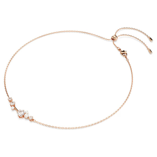 Constella: Pearl & White Round Cuts Rosegold Necklace