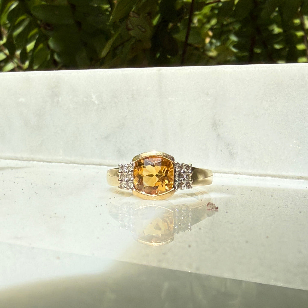 Citrine Cushion Ring