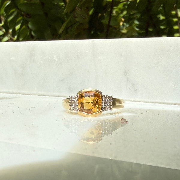 7mm Citrine 9ct YG Ring