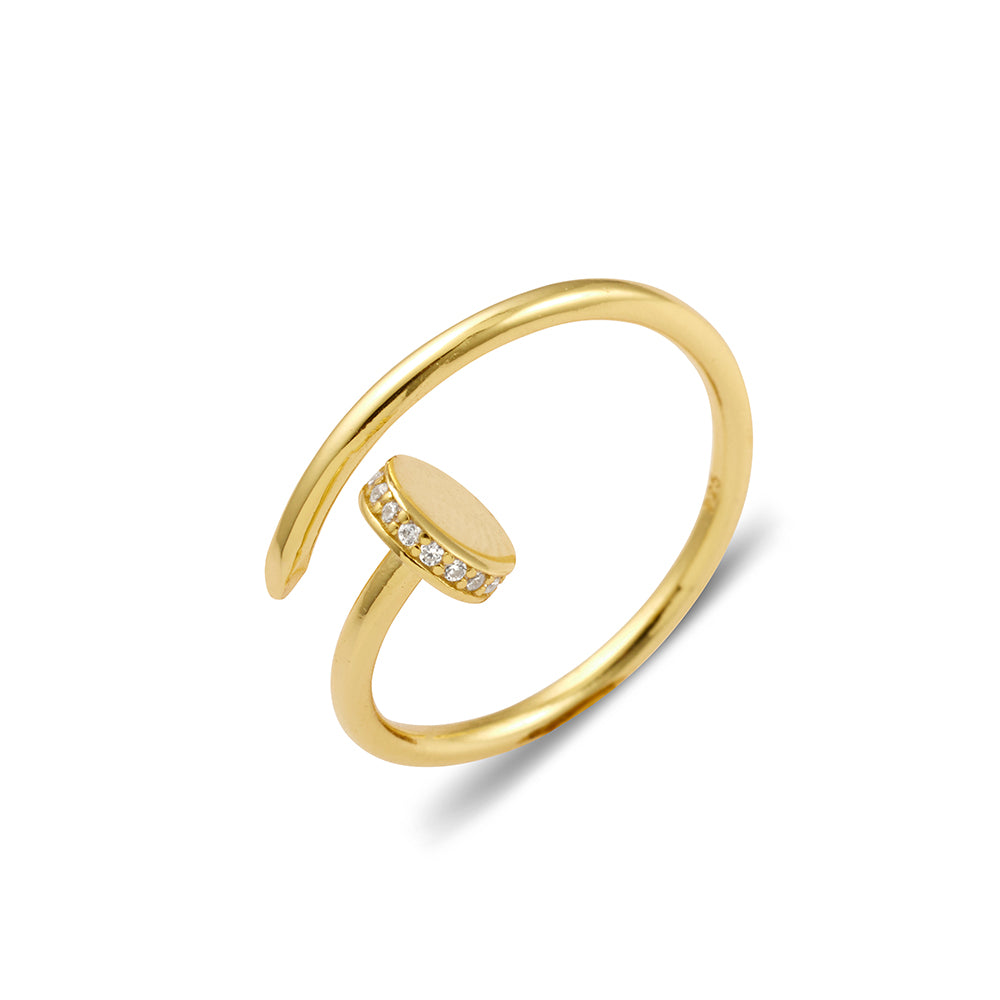 CZ Nail Twist Fine Band Ring - 2 colour