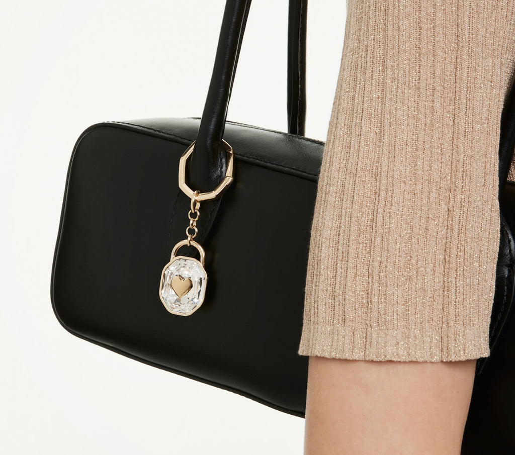Symbolica: White Crystal Oval Cut Gold KeyRing