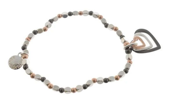 Equilibrium - Triple Heart Mixed Metal Heart Bracelet