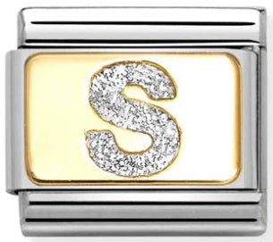 Glitter Letter S Gold Charm