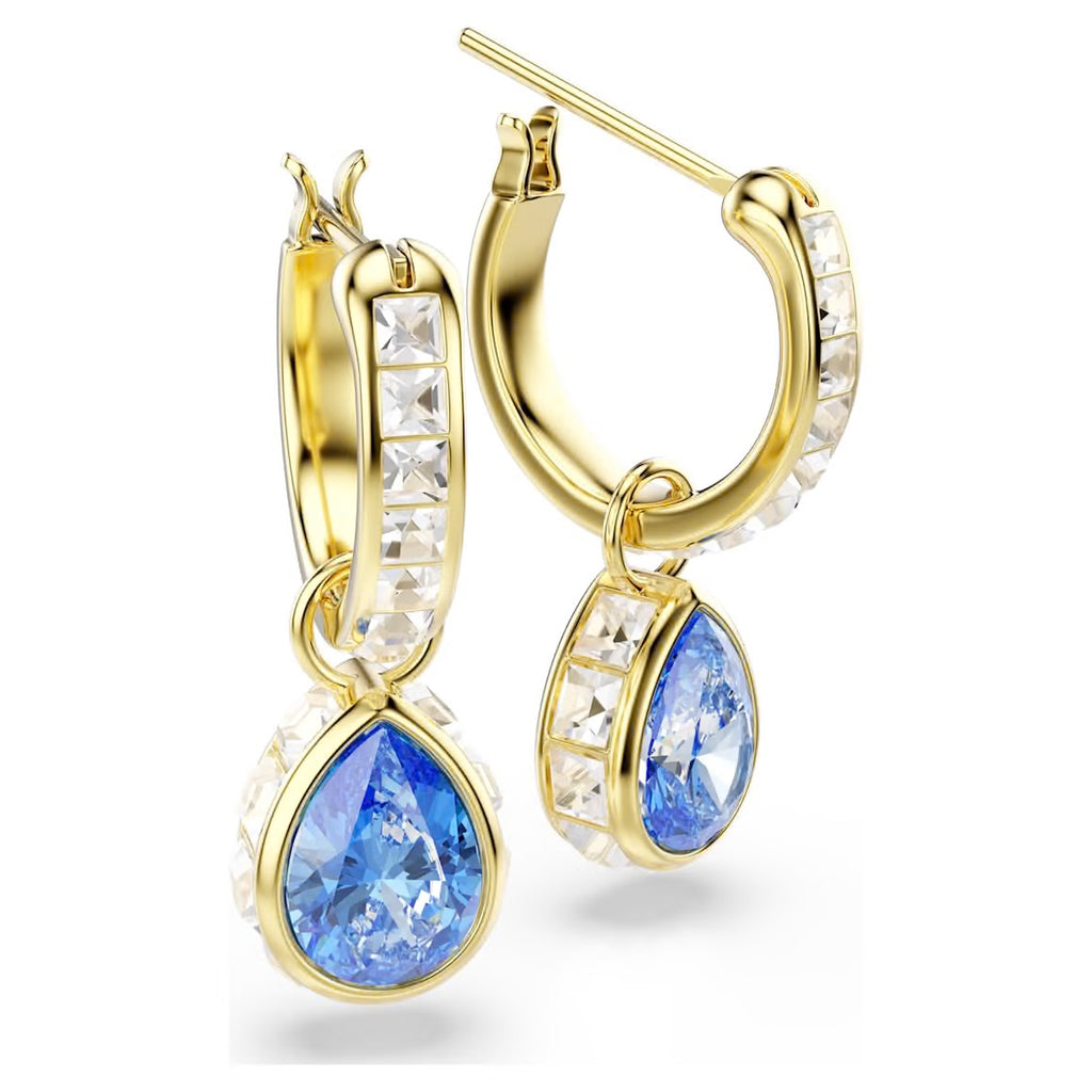 Chroma: Blue Pear Cut Crystal Gold Drop Earrings