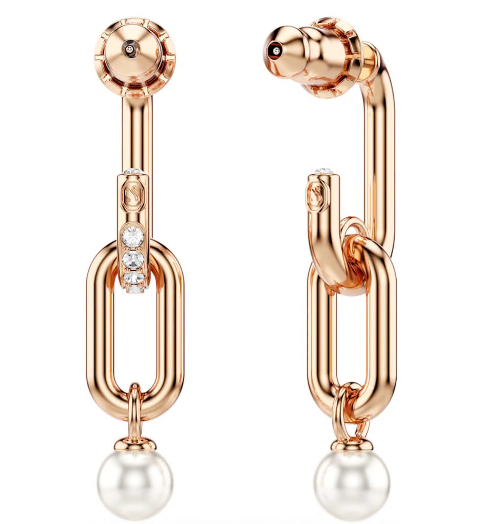 Constella: White Round Cut, Crystal Pearl Rosegold - Necklace & Earring
