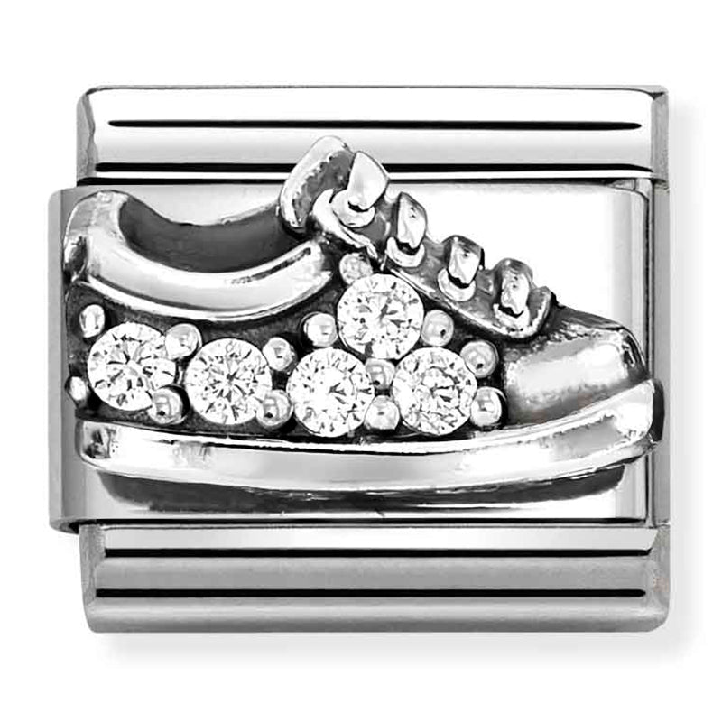 Sports - Sneaker with White CZ Oxidised Silver Charm