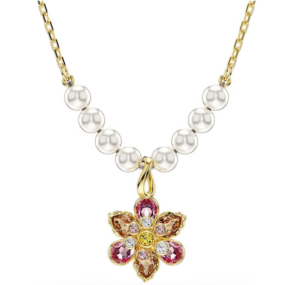 Idyllia: Multicoloured Flower Mixed Cuts Gold Necklace/Bracelet