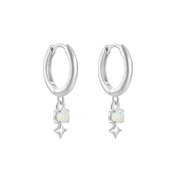Earring  -  Opalite & Star Huggie