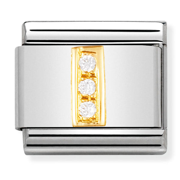 Gold - Letter I with CZ Charm