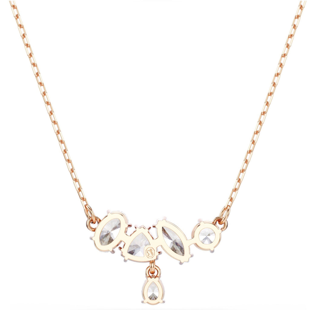 Mesmera: White Mixed Cut Crystals Rosegold Necklace