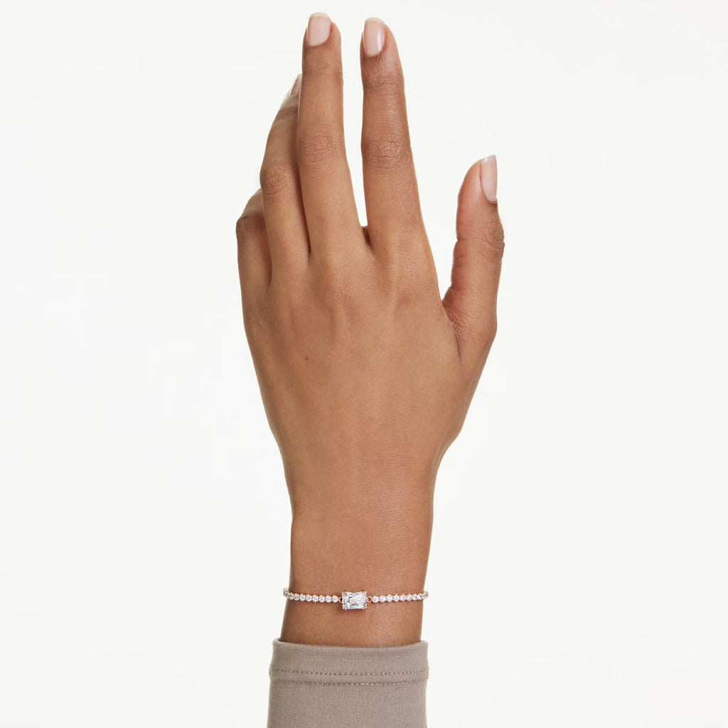 Matrix: White Mixed Cuts Rosegold Tennis Bracelet
