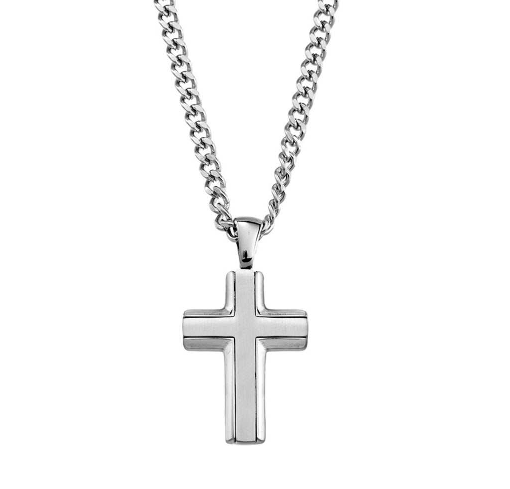 Necklace - Blaze Men’s Shiny & Matte Finish Cross Pendant - 3 Colours