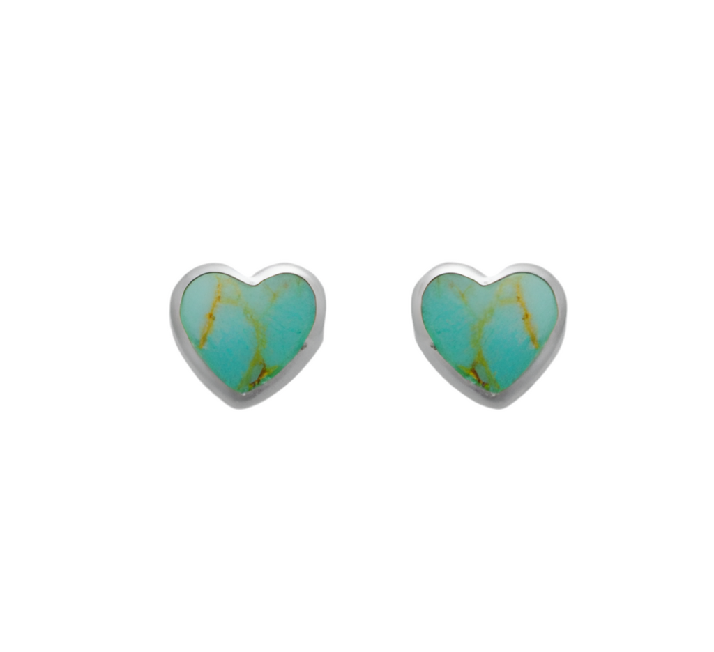 Small Semi Precious Hearts Stud Earrings - 3 colours