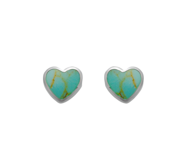 Small Semi Precious Hearts Stud Earrings - 3 colours