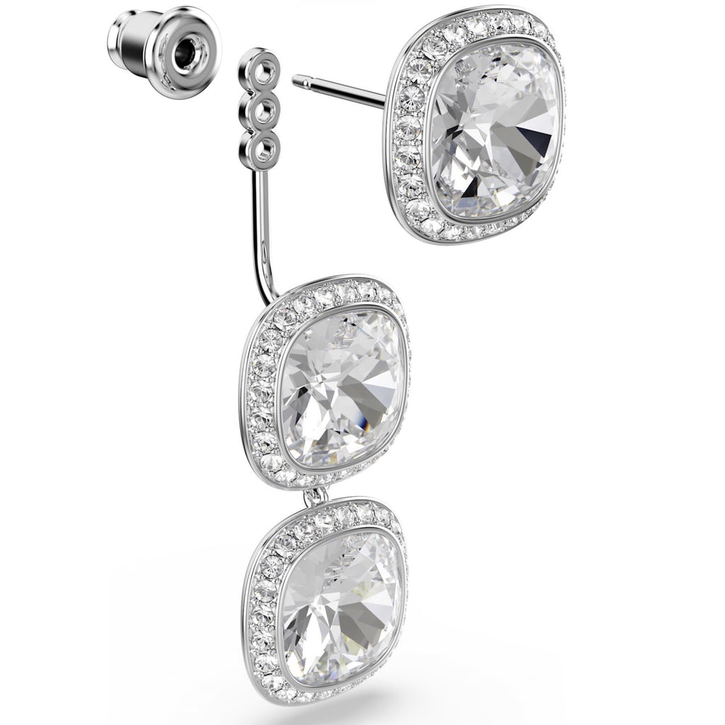 Una Angelic: White Cushion Cut Crystal Silver Earrings