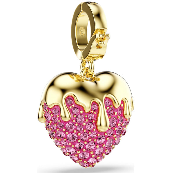 Idyllia: Pink Mixed Cut Crystal Heart Gold Charm
