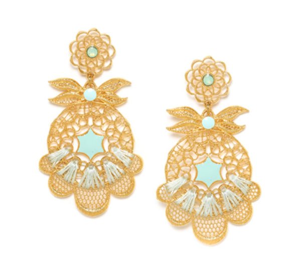 CASSIOPEE Lace Design Amazonite Dangle Post Earrings