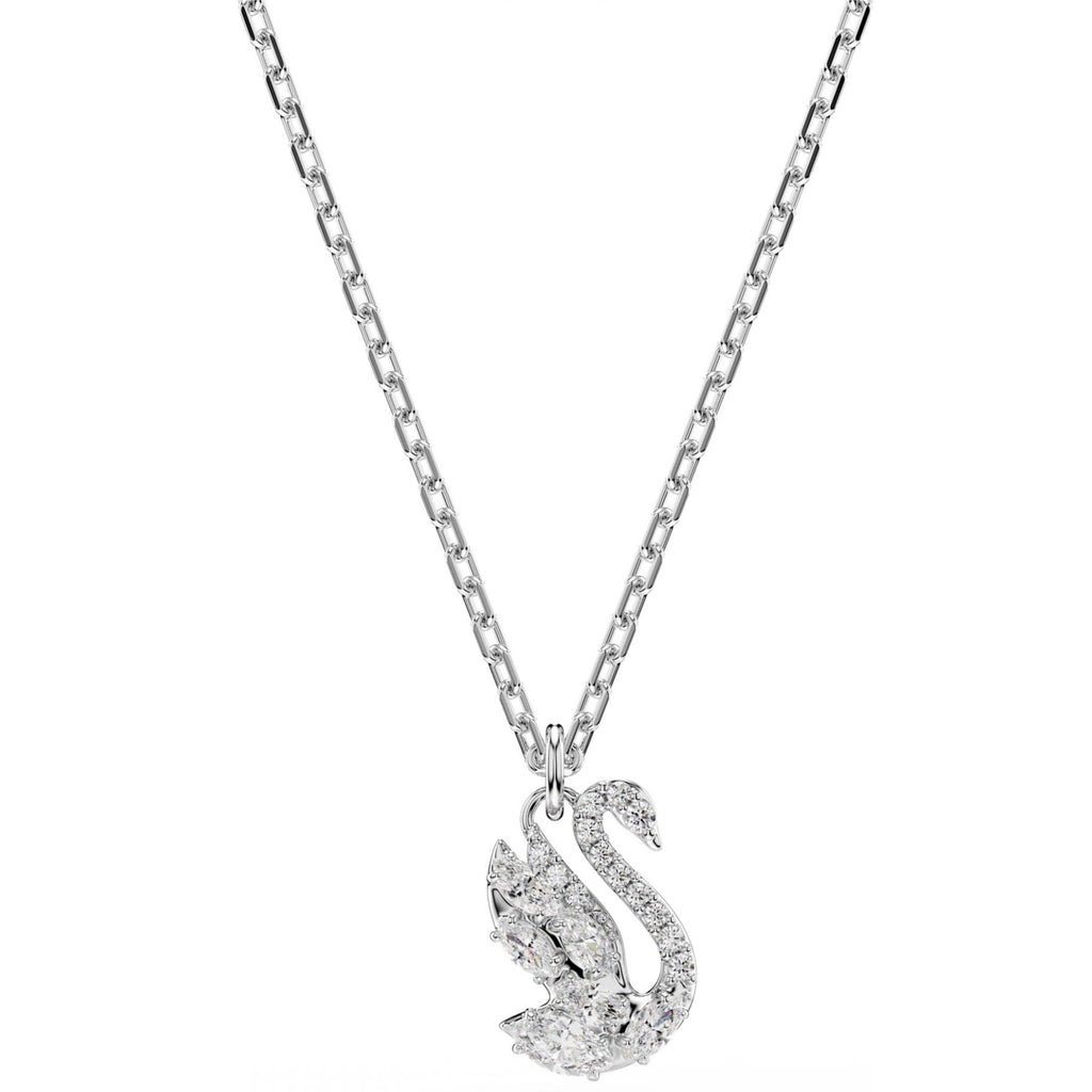 Swan: White Mixed Cuts Crystal Swan Pendant - 2 Colours