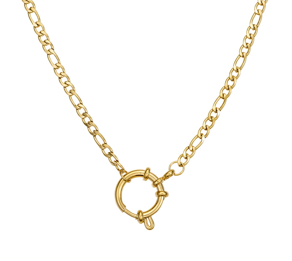 Seren Stainless Steel Gold Plated Charm Necklace with 14MM Clasp - 2 Designs