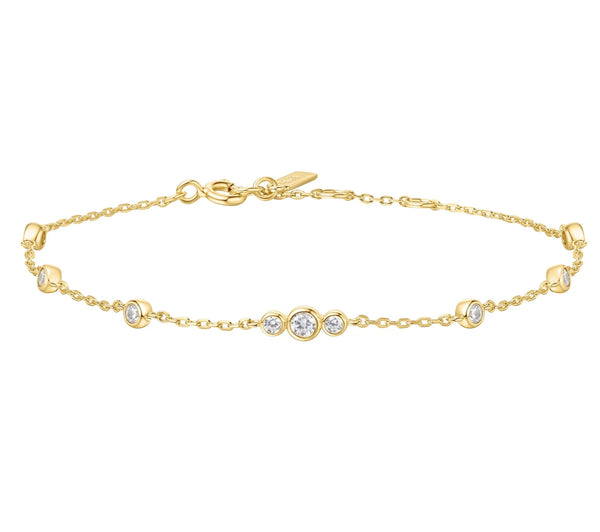 Miss Dainty - Sparkling Bezel Cubic Zirconia Station Bracelet - 2 Colours