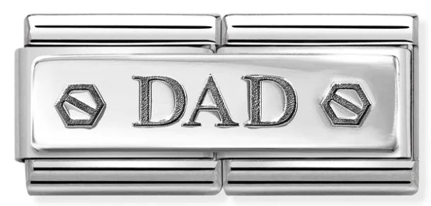 Double Link - Dad with Hex Screws Silver Charm