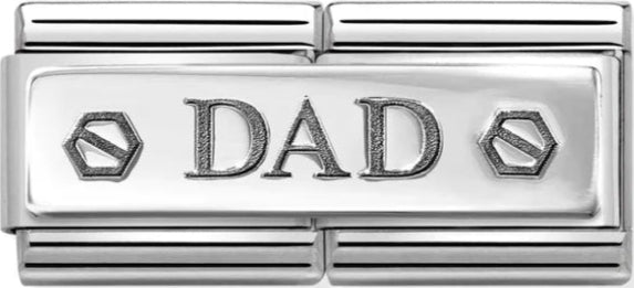 Double Links - Dad with Screws Silver Charm