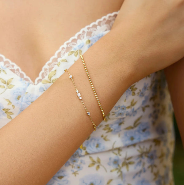 Miss Dainty - Sparkling Bezel Cubic Zirconia Station Bracelet - 2 Colours