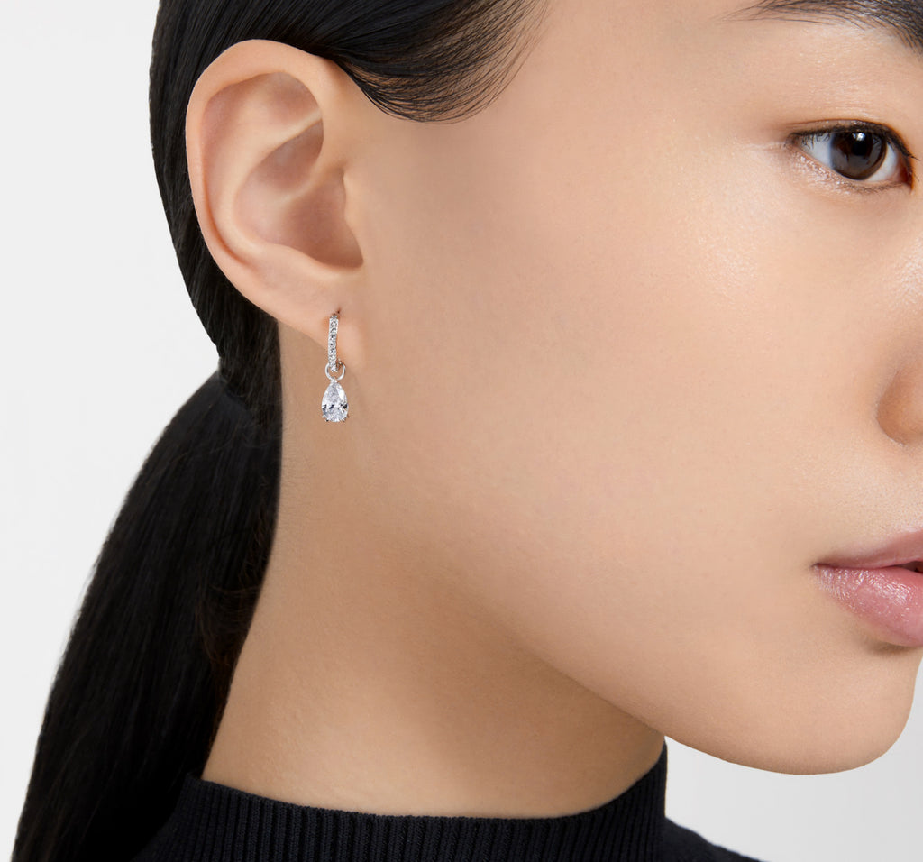 Stilla: White Pear Cut/Round Cut Silver Drop Earrings