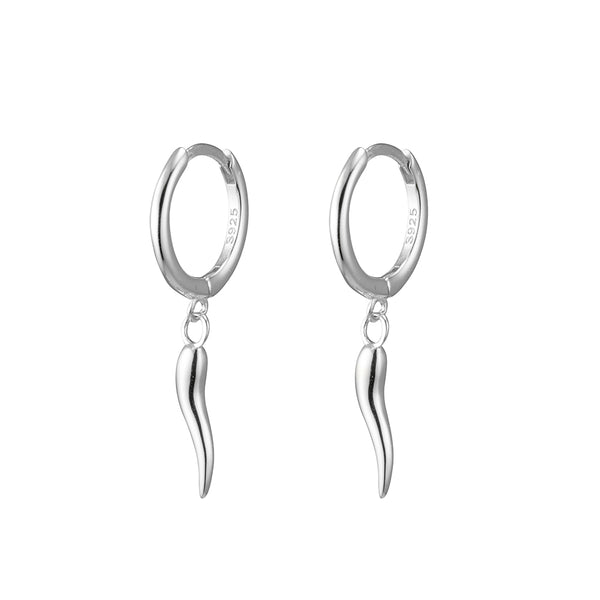 Plain Huggie Earrings with Cornicello Chilli Charm