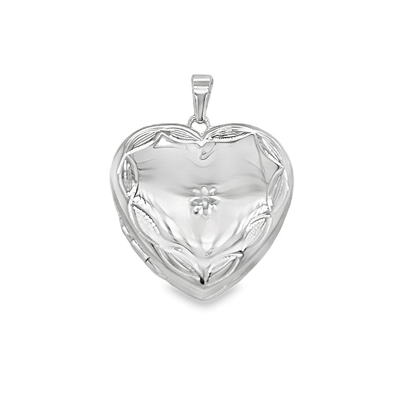 Arla S/S CZ Engraved Heart Locket