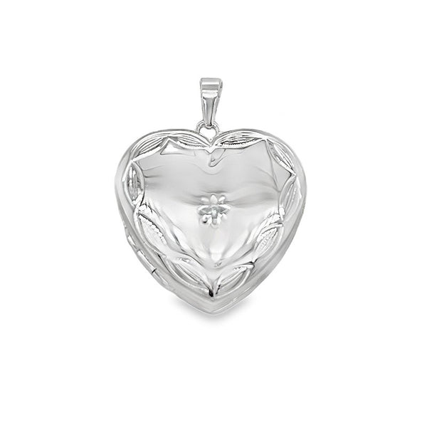 Arla S/S CZ Engraved Heart Locket