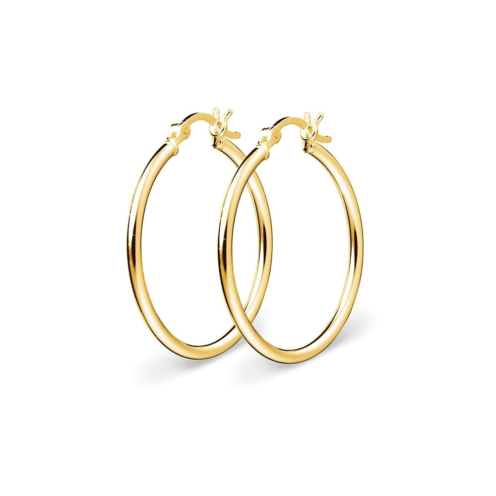 Round Plain Tube YGP Hoop Earrings